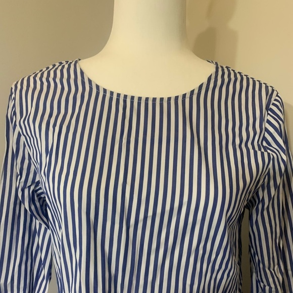 NWT Pomander Place from Tuckernuck blue and white striped peplum blouse SX - Picture 7 of 8